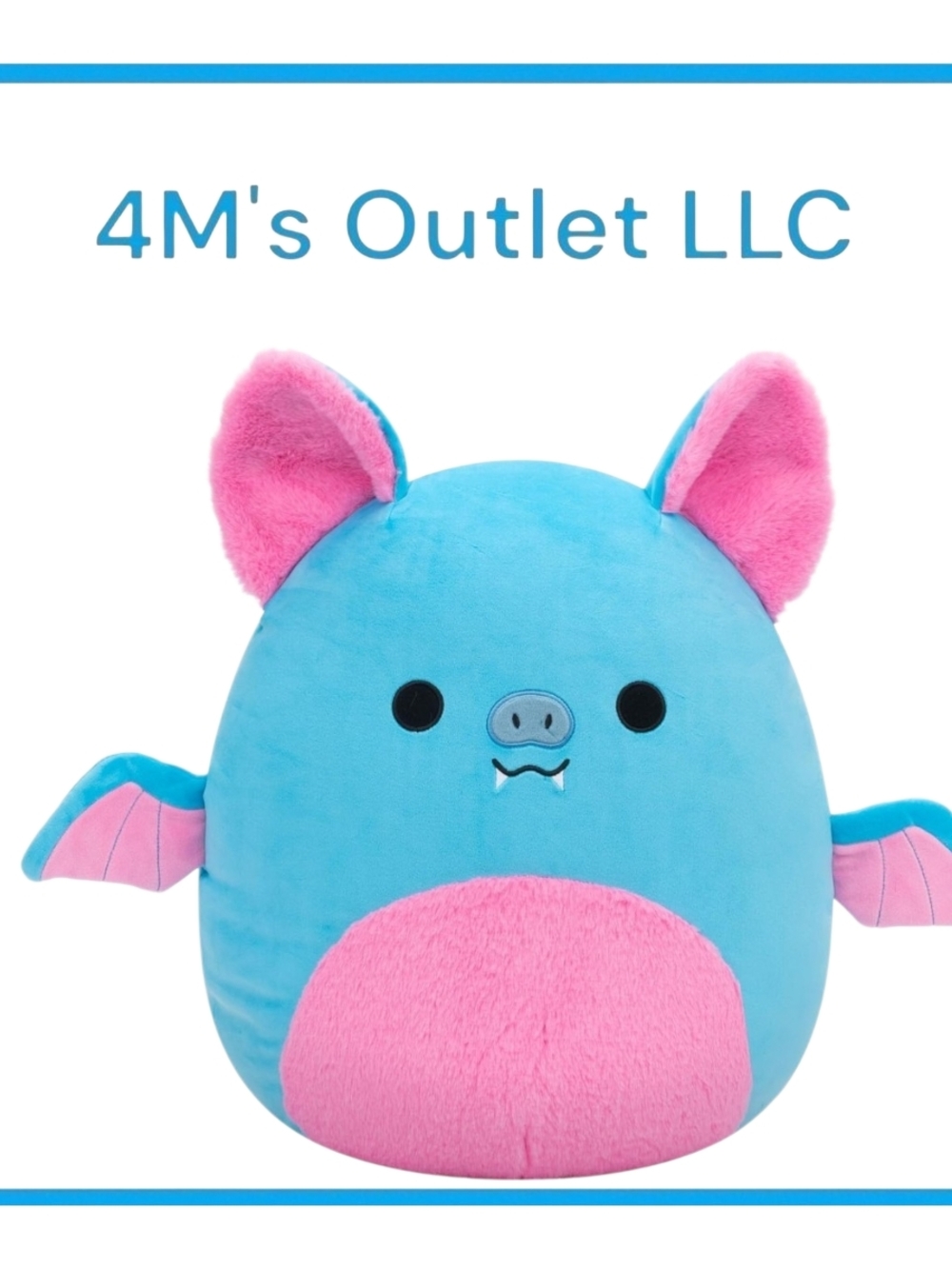 Squishmallows Blue & Pink Bat Plush Pillow